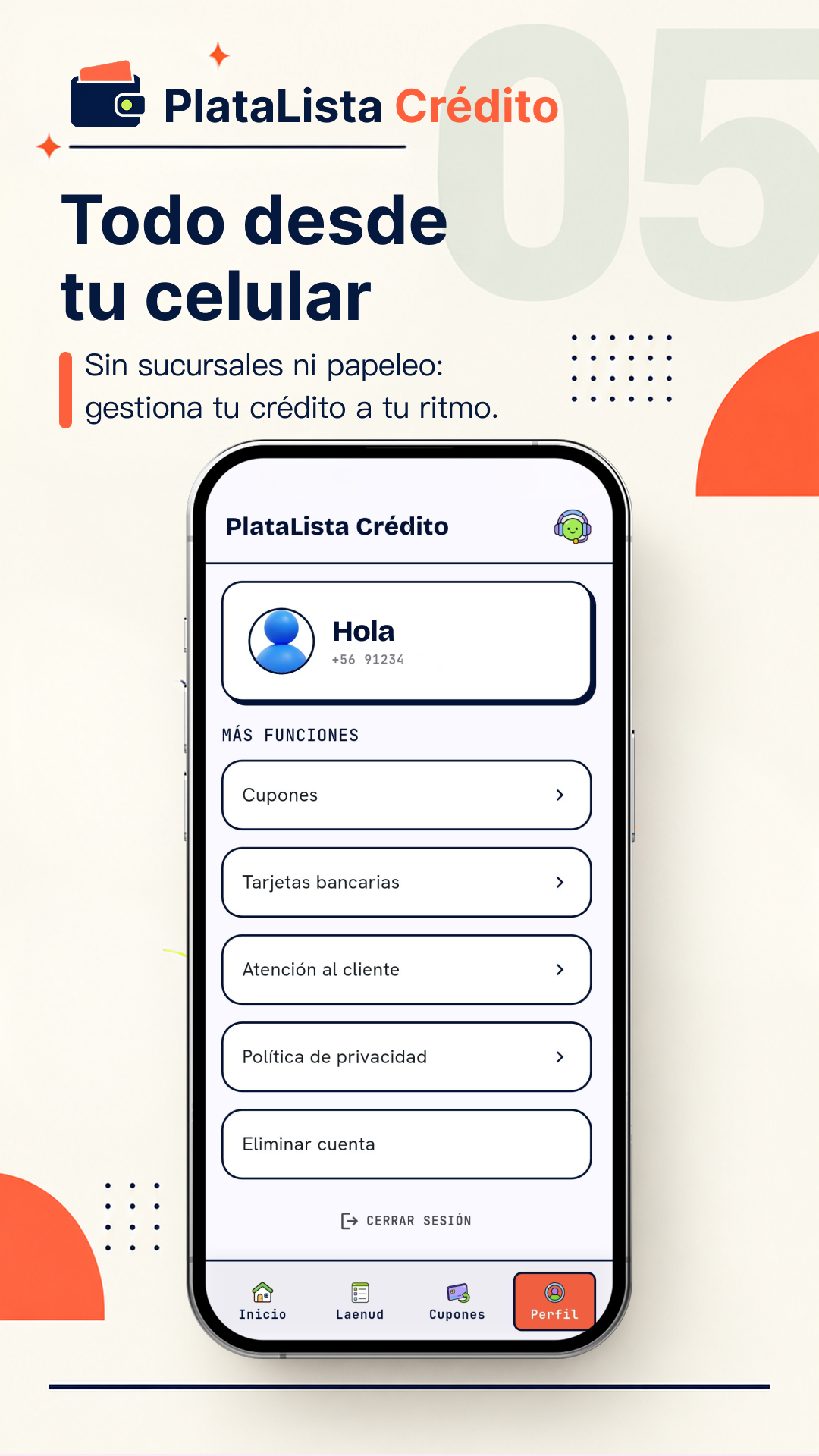 Pantalla del formulario de solicitud