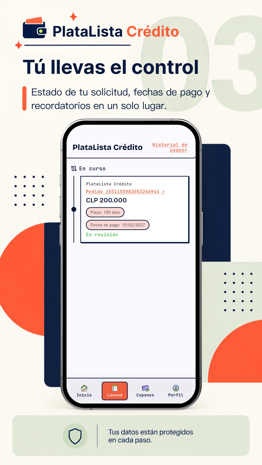 Pantalla del plan de pagos